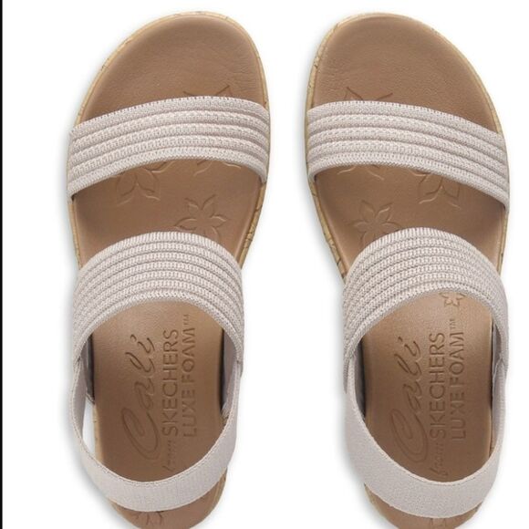 SKECHERS LUXE FOAM WOMEN’S BEVERLEY SHEER GLOW WEDGE SANDAL - Picture 15 of 16